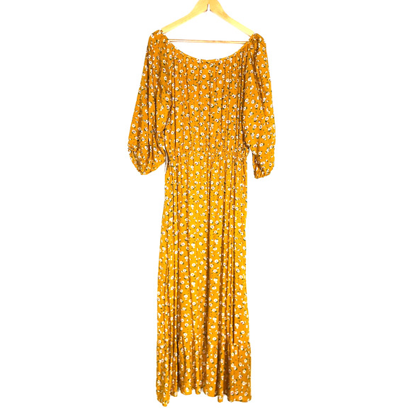 California Bay Co Floral Dress Hi Lo Hem Midi Yellow NWT Sz XL - Picture 2 of 9